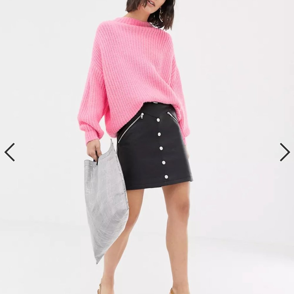 MANGO Bright Pink Knitted Oversized Sweater, XS